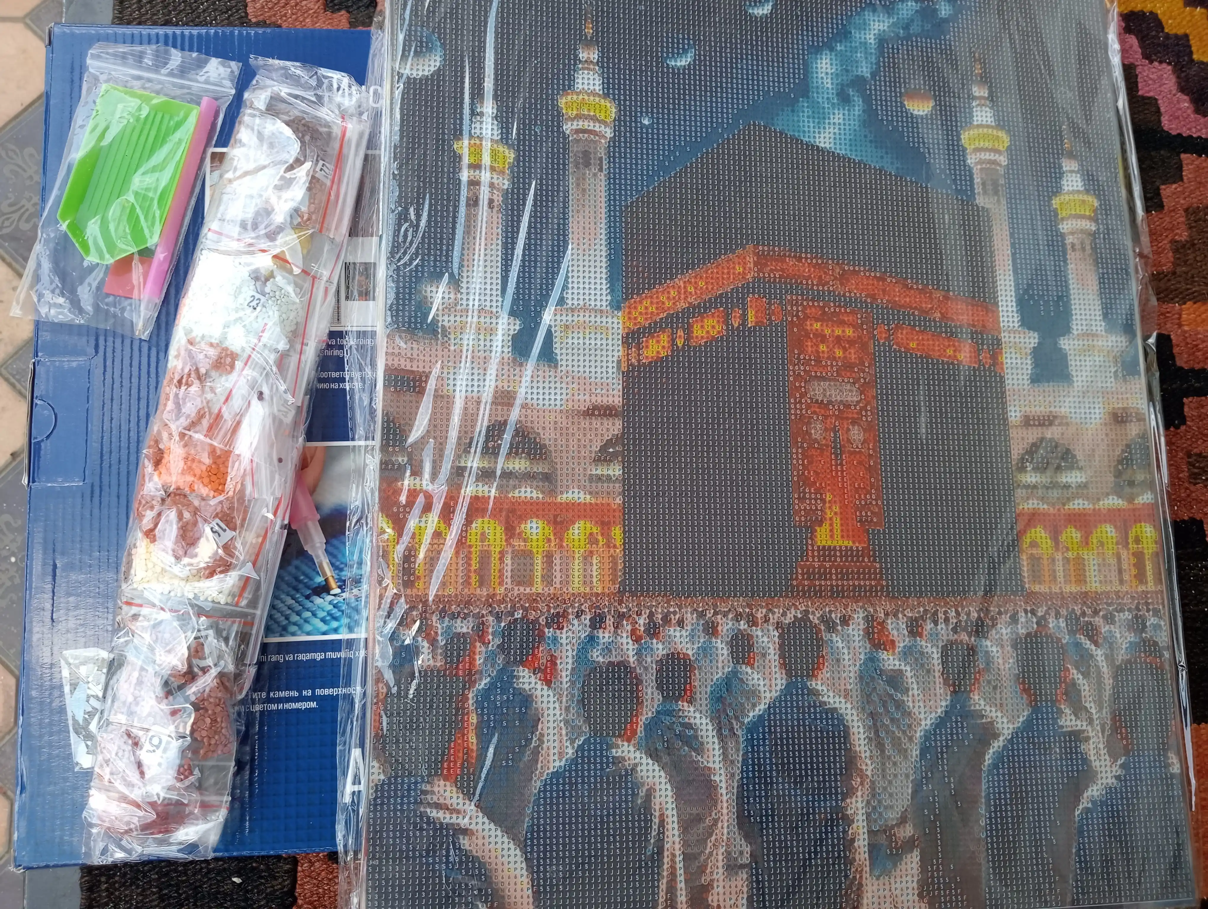 Skystore "Islom"  olmos mozaikasi, ramka ostidagi mato, 40x50, sovg‘a uchun aksessuarlar