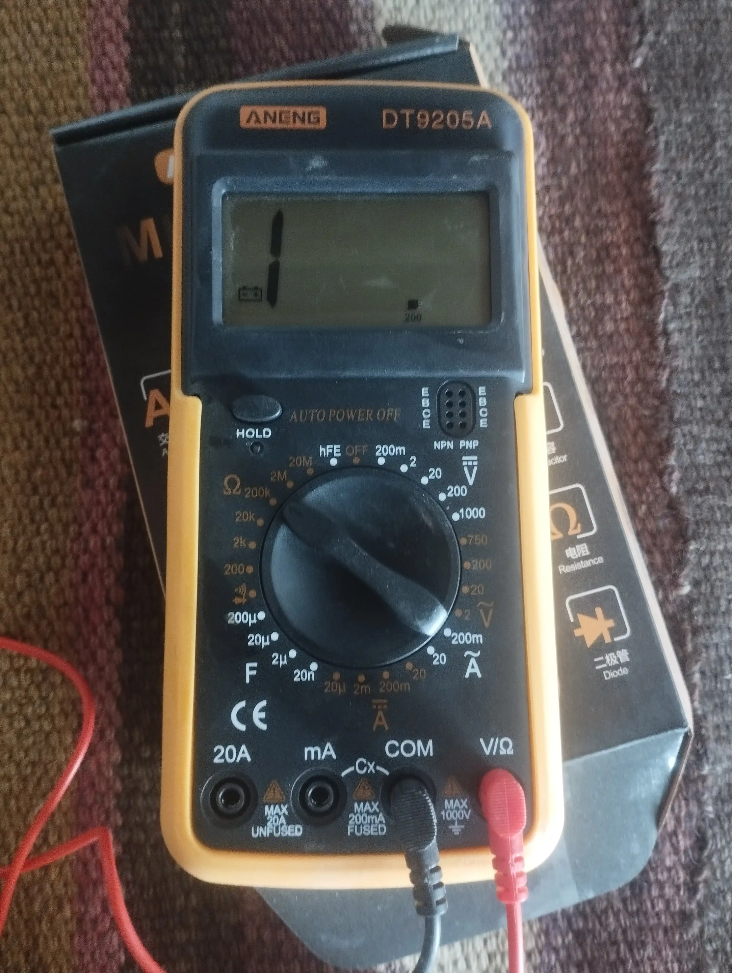 Multimetr DT-9205A ko'p funktsiyali raqamli multimetri, professional tester, LCD displey