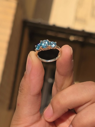 Серебряное кольцо для женщин S925 — SUMAYA3-UZUKLAR-СИНИЙ-16