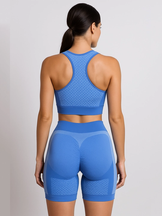 Ayollar sport komplekti, top va shortlar fitnes va yoga uchun, nafas oluvchi mato