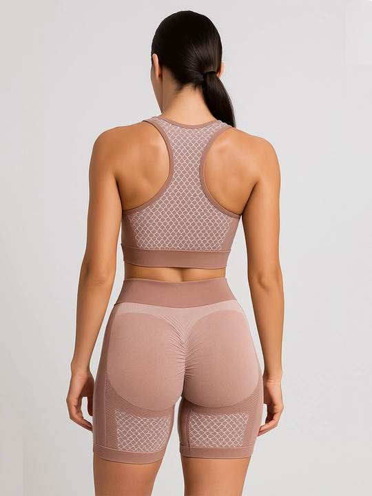 Ayollar sport komplekti, top va shortlar fitnes va yoga uchun, nafas oluvchi mato