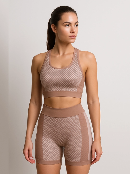 Ayollar sport komplekti, top va shortlar fitnes va yoga uchun, nafas oluvchi mato