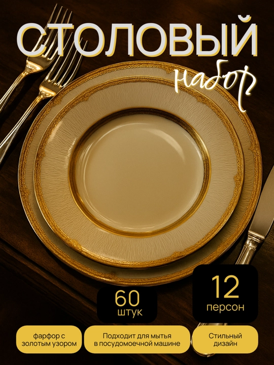Chinni idishlar to‘plami 60 dona 