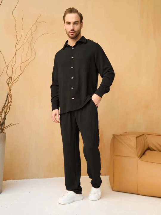 Ikki qismli kiyim erkaklar uchun, yozgi, oversize ko‘ylak + shimlar