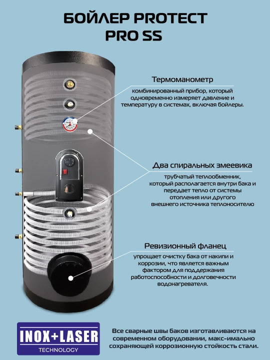 Бойлер косвенного нагрева из нержавеющей стали PROTECT