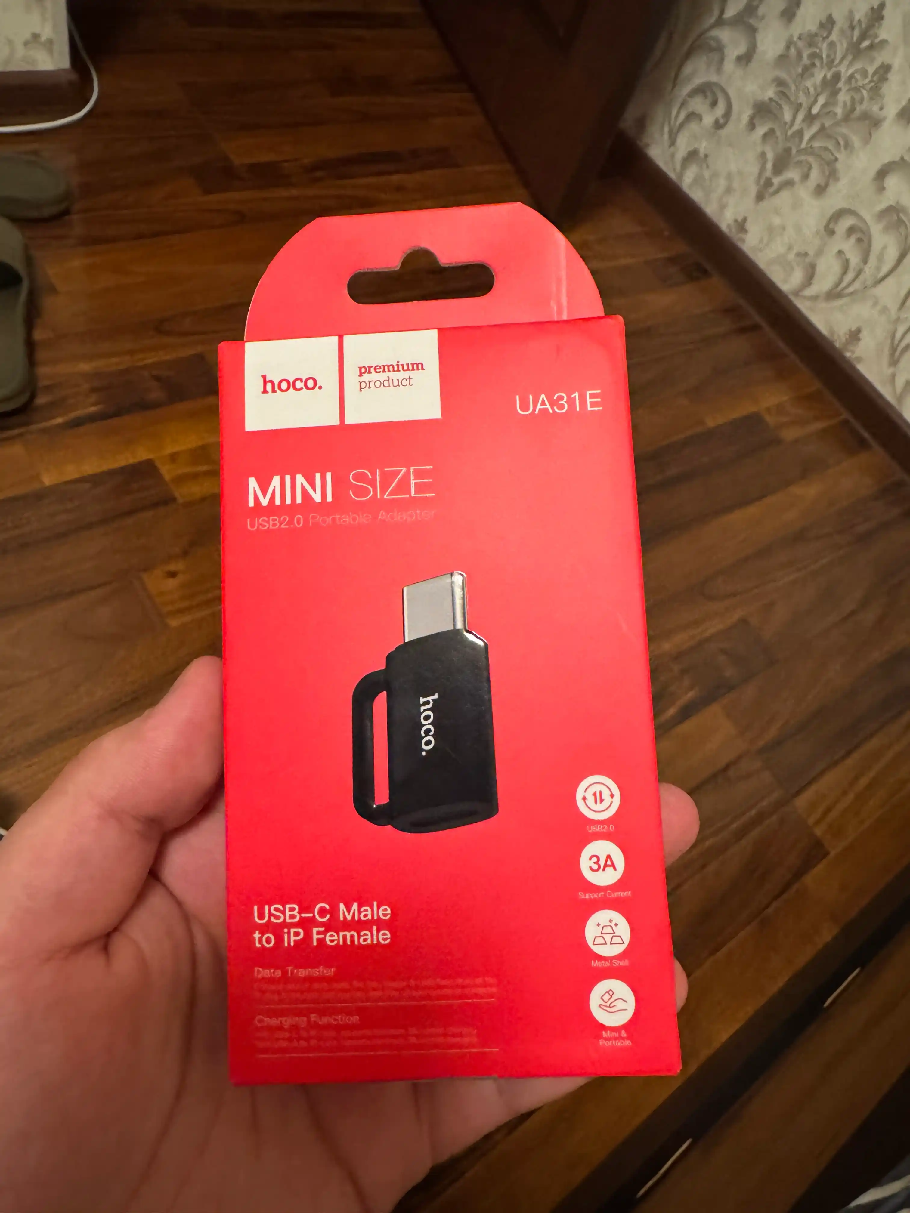 Адаптер переходник Hoco UA31B Lightning–USB-C OTG для iPhone, зарядка и передача данных
