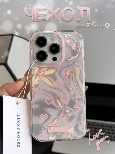 Chexol iPhone 11, 12, 13, 14, 15, 16, 17, Pro, Max, uchun Gilof,silikon, pushti, yuraklar - 