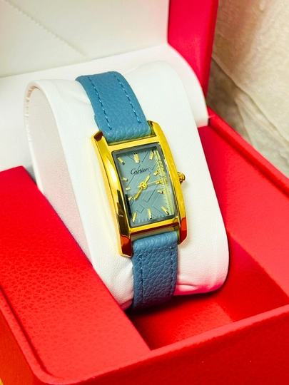 Cartier Женские наручные часы, кварцевый механизм, с эко-кожа ремешком