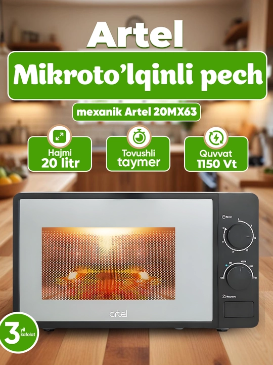 Mikroto'lqinli pech Artel 20MX63, mexanik, 20 litr - 