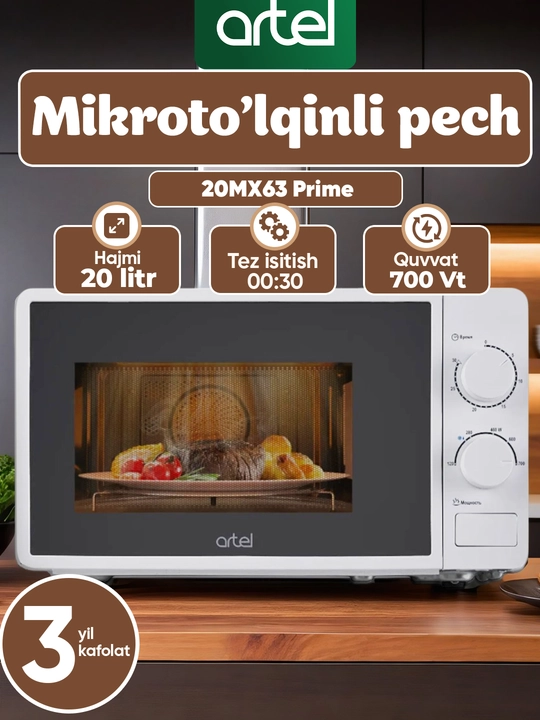 Mikroto'lqinli pech Artel 20MX63, mexanik, 20 litr - 