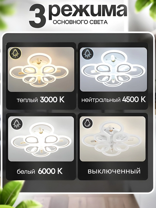 Современная люстра с пультом, патронами и тремя режимами LED люстра для кухни и спальни