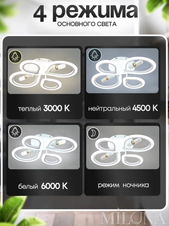 Современная люстра с пультом, патронами и тремя режимами LED люстра для кухни и спальни