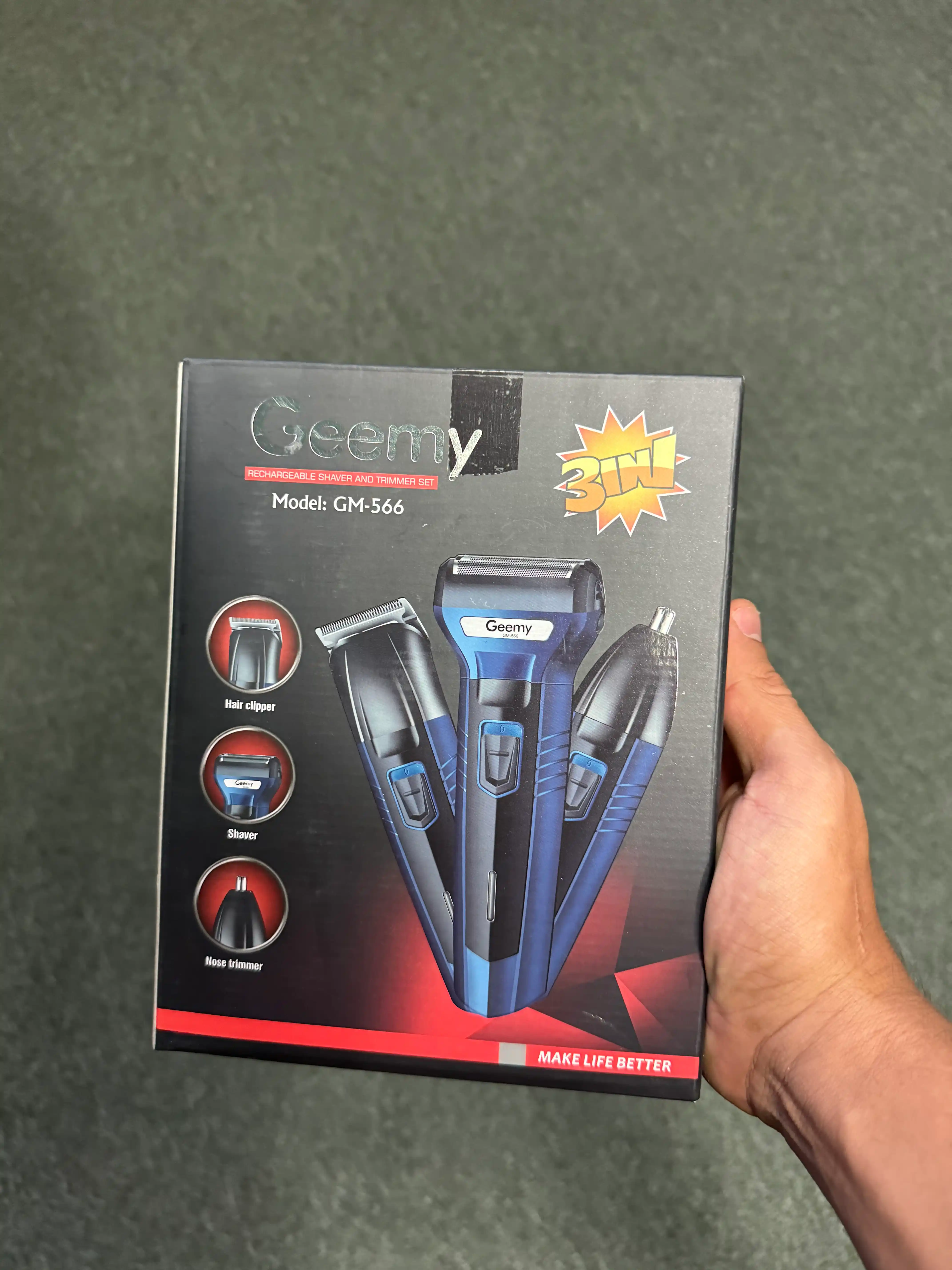 Trimmer 3 tasi 1 da, soch, soqol va burun uchun