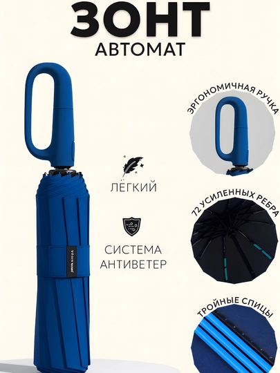 Зонты Элегант прочные и выносливые автомат механизм для мужчин и женщин зонтики — ROOM-ZONTIK-СИНИЙ