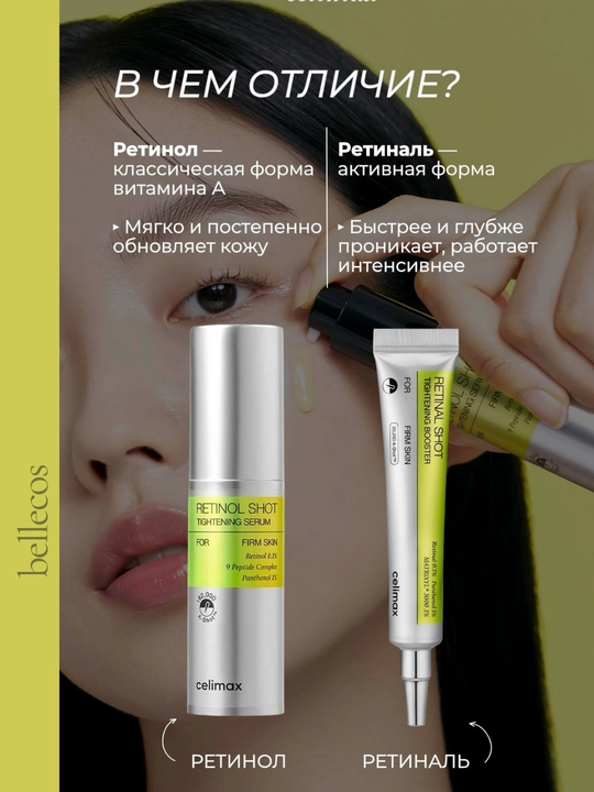 Celimax Retinol Shot Serum mikroignali lifting sivoratka, tarang va silliq yuz teri, 30 ml