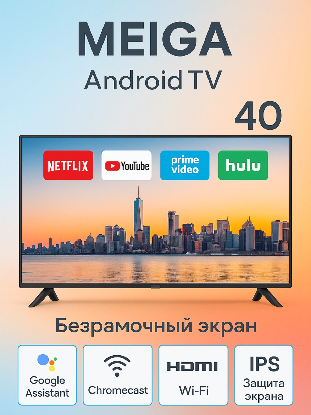 Телевизор MEIGA 32/40/50" – Смарт ТВ, Wi-Fi, HDMI, Четкое изображение, Стильный дизайн за 4490000 сум по лучшей цене. Uzum Market