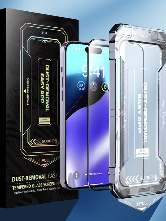 GlassPro iPhone 14, 15, 16 Pro, Max uchun zarbaga qarshi, himoya oynasi