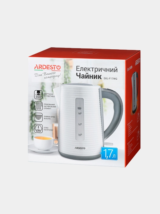 Ardesto elektr choynagi, 1,5 - 1,7 litr, metall, shisha, tabiiy materiallar