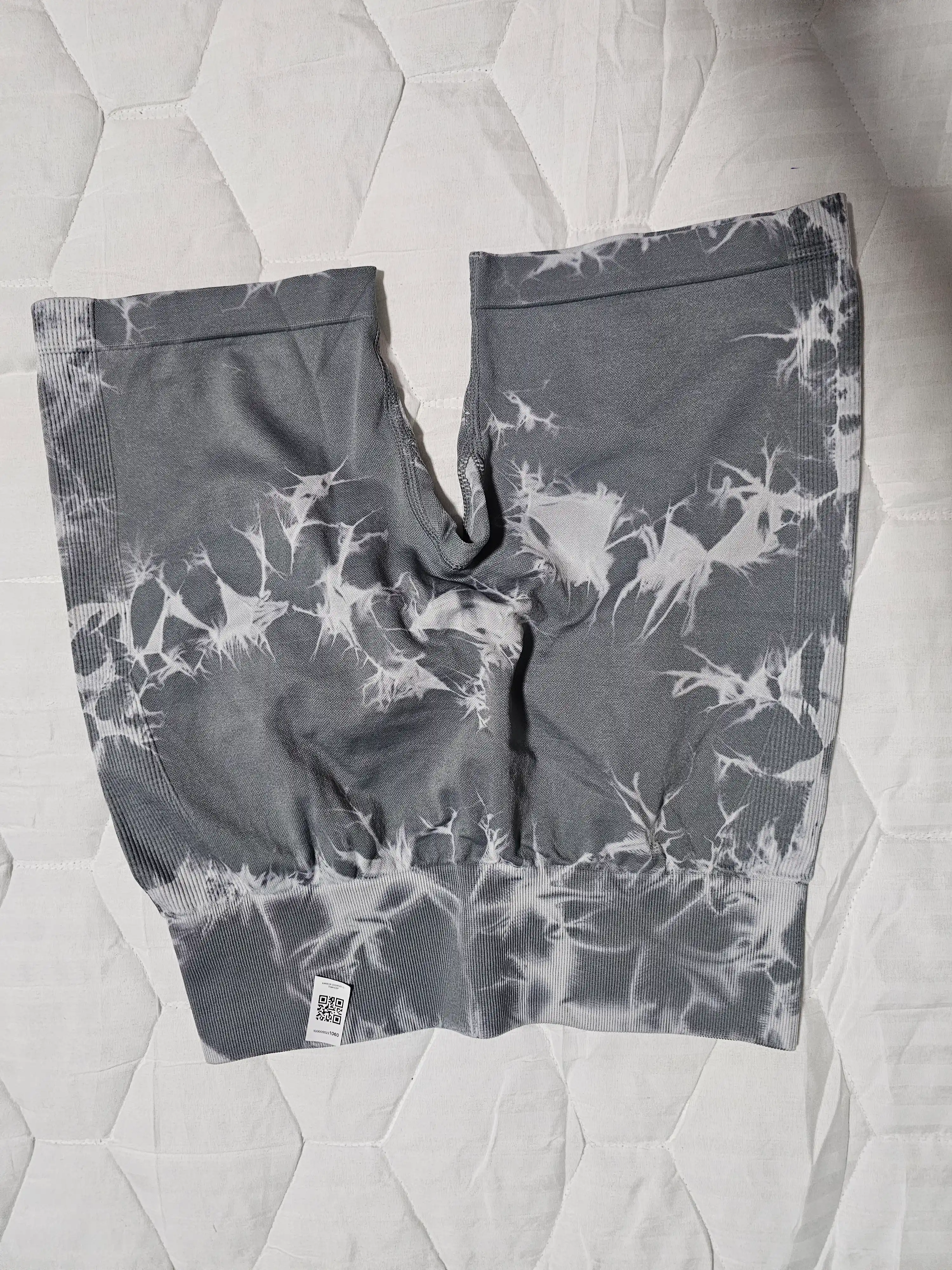 Шорты спортивные, велосипедки, Push-up, Tie-dye, с высокой посадкой, утягивающие