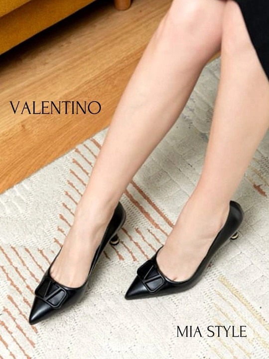 Ayollar nafis klassik VALENTINO tufli charm kabluk, 6 sm Turkiya mahsuloti razmerga razmer