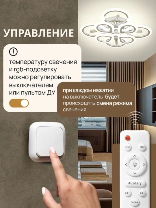Современная люстра с пультом, патронами и тремя режимами LED люстра для кухни и спальни