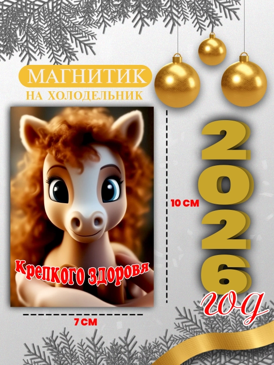 Muzlatgichli magnit "Ot 2026 yil ramzi", yangi yil sovg'asi - 