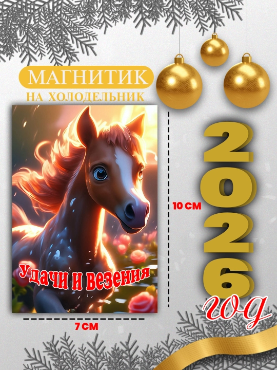 Muzlatgichli magnit "Ot 2026 yil ramzi", yangi yil sovg'asi - 