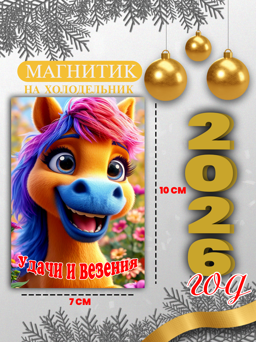 Muzlatgichli magnit "Ot 2026 yil ramzi", yangi yil sovg'asi - 