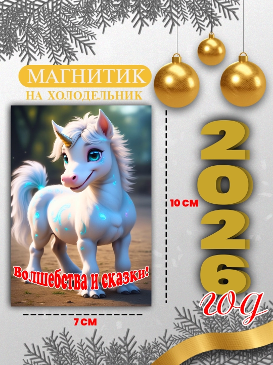 Muzlatgichli magnit "Ot 2026 yil ramzi", yangi yil sovg'asi - 