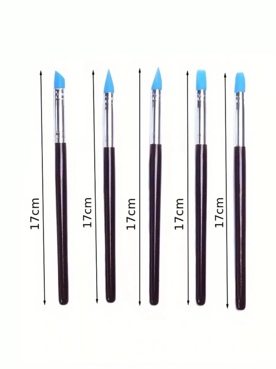 5 dona, 8mm, Lepka va modellashtirish silikon cho‘tka to‘plami loy gips mastika mum uchun