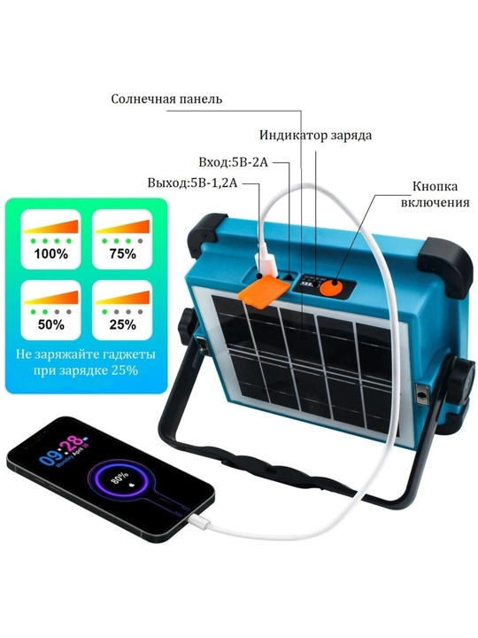 Akkumulyatorli fonar, proyektor, qurulish uchun FA-702, 100W