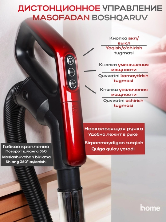 Пылесос LG мощный 3600W, инновационный циклонный, телескопической трубой, HEPA фильтр