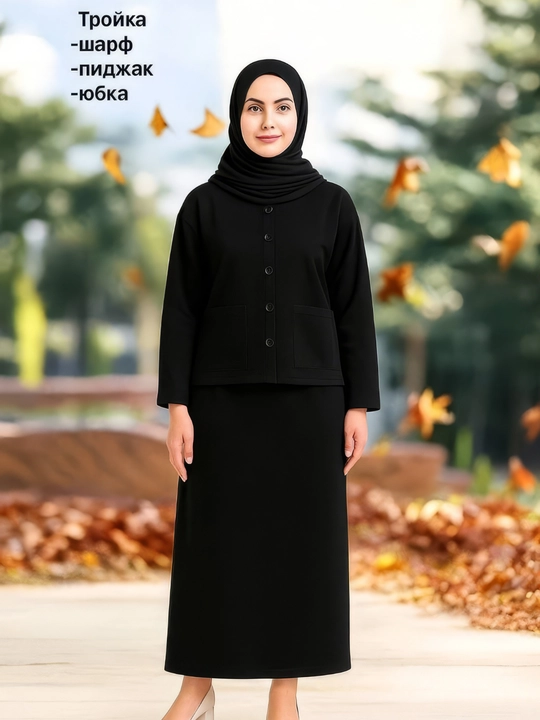 Ayollar kostyum yubka va sharfi, troyka ayollar uchun. standart 44-50