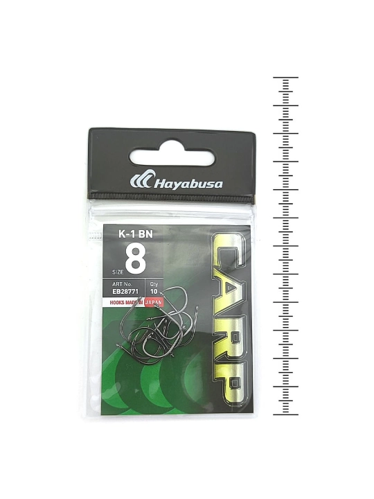 Крючки карповые Hayabusa K-1 BN# №8, 10 pcs, Black NIC - 