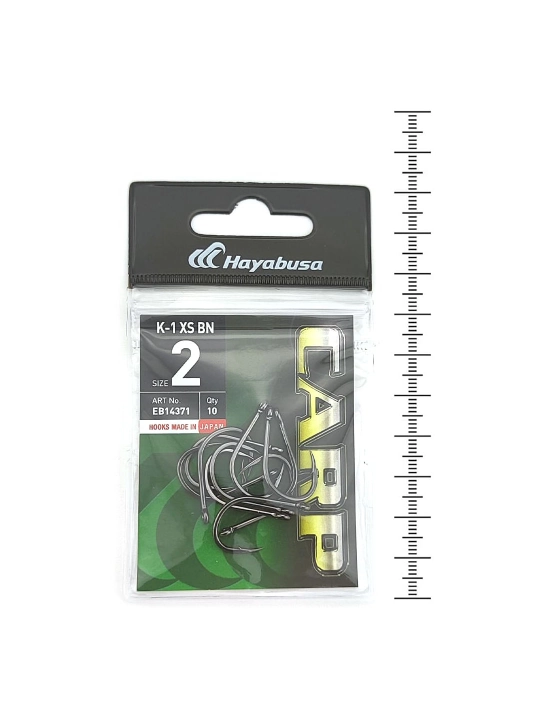 Крючки карповые Hayabusa K-1 XS BN# №2 10 pcs, Black NIC - 