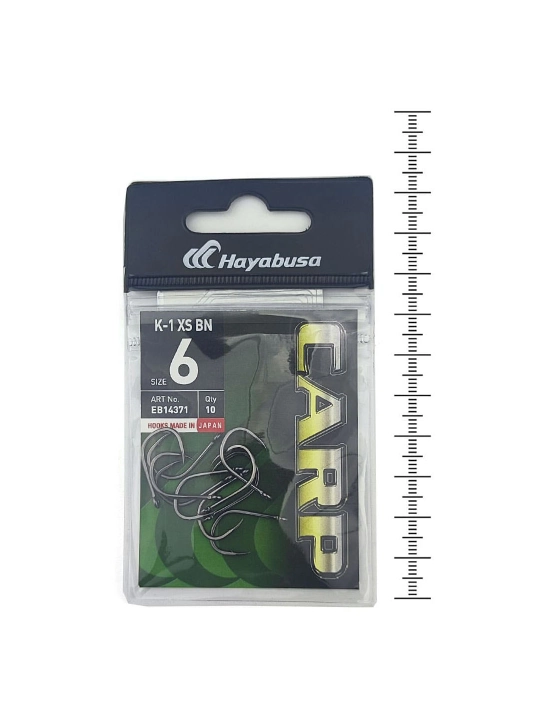 Крючки карповые Hayabusa K-1 XS BN# №6 10 pcs, Black NIC - 