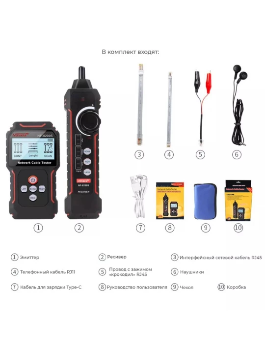 Сетевой кабельный PoE тестер NF-8209S/ Poe Tester NF-8209S