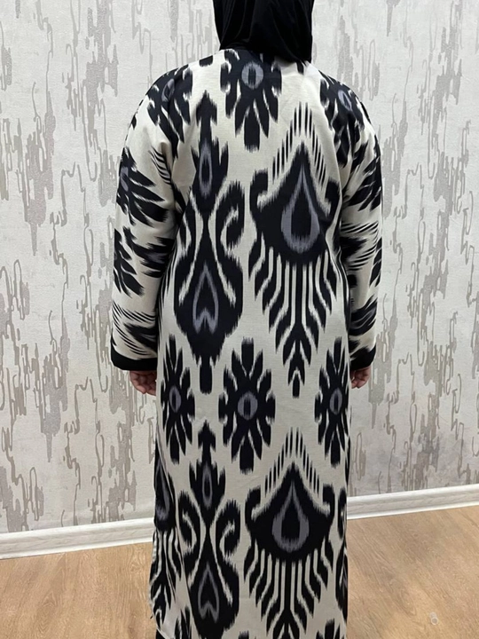 Milliy xalat, ayollar abayasi, oversize, to'n, zig'ir, nakidka