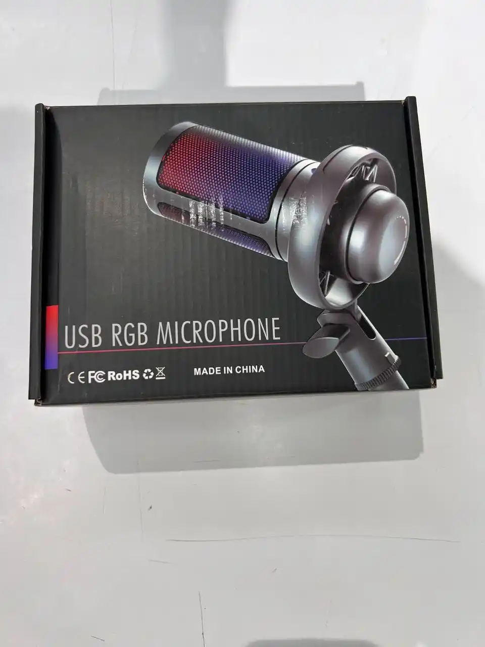 O'yin uchun kondensatorli RGB mikrofon ME6S, pop-filtr va stend bilan