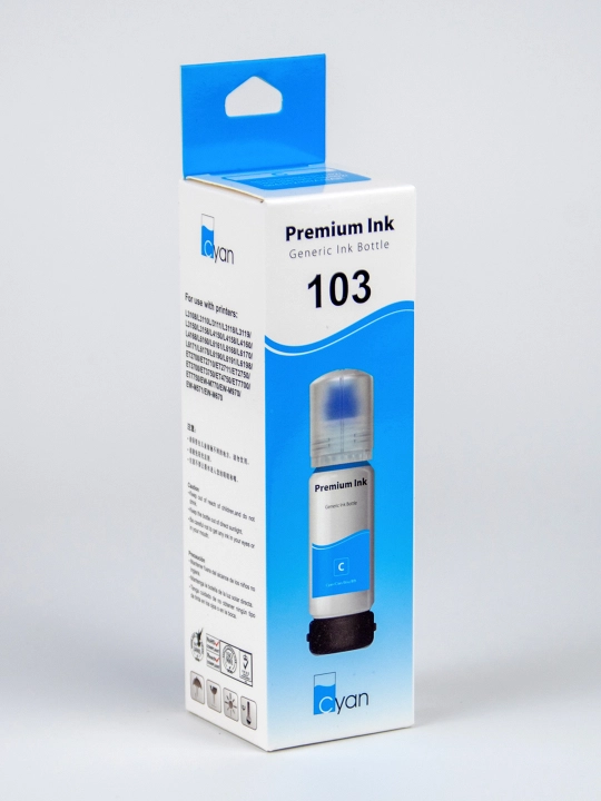 Epson L1210, 3200, 3250, 5190 printerlari uchun suvda eriydigan Dye Ink 103 Cyan siyohi