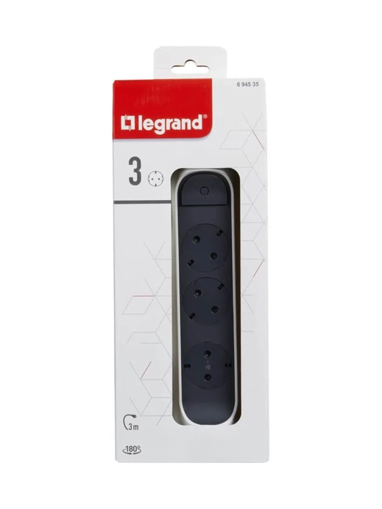 Удлинитель Legrand  3x2К+3, поворотный, кабель 3 м LG 694535