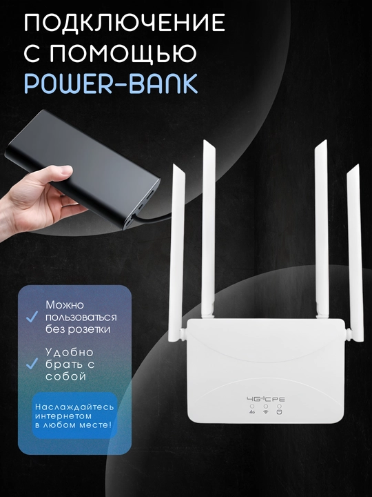 Wi-Fi router CPE, 4G, 5G, sim-karta bilan