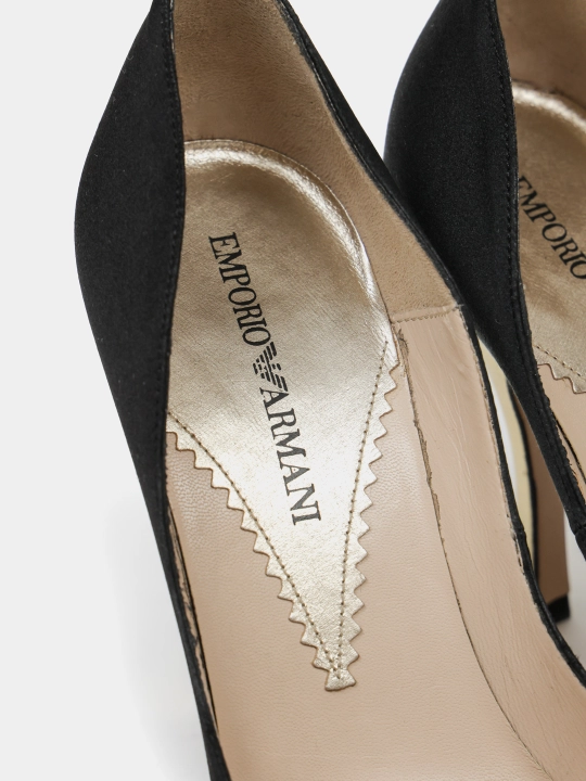Туфли женские размер 35 из натуральной кожи, с атласным покрытием, Emporio Armani