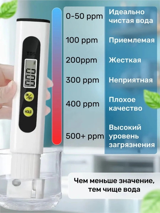 Тестер качества и жёсткости воды – портативный электронный прибор