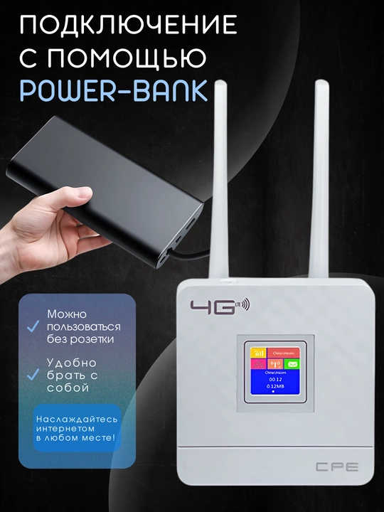 Wi-Fi router CPE, 4G, 5G, sim-karta bilan