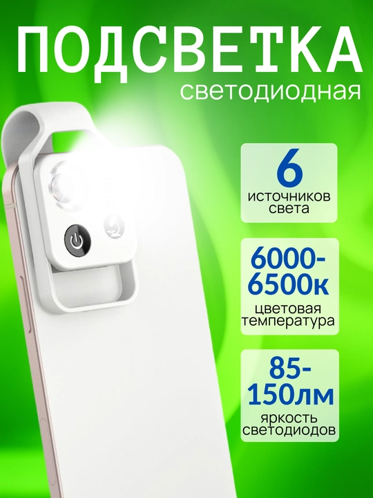 Микроскоп для телефона 200x с LED подсветкой и универсальным креплением. F1.8, 4 линзы