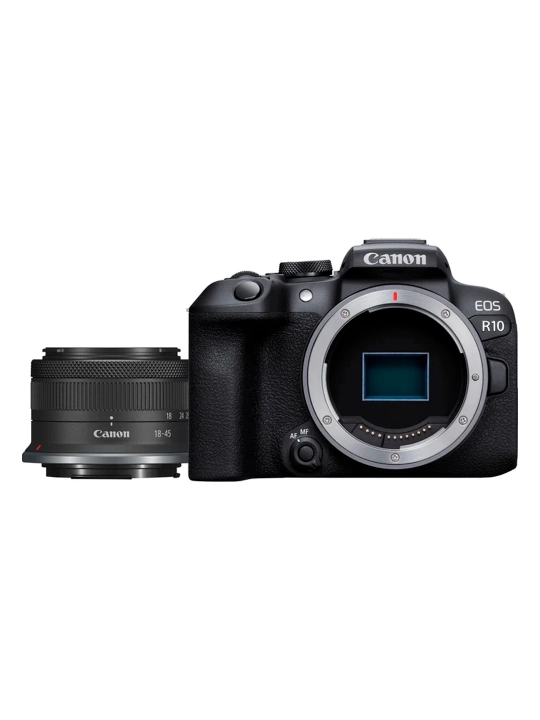 Surat va videolar uchun ko‘zguli universal kamera Canon EOS R10 + RF‑S 18‑45mm IS STM