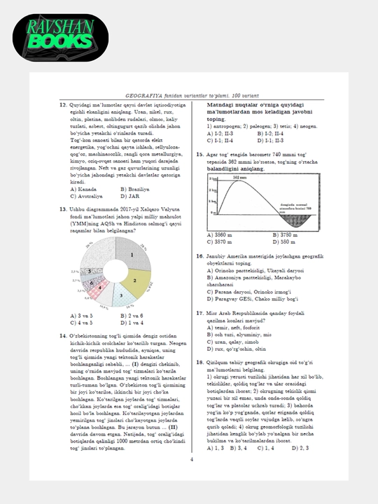 Geografiya fanidan 100 ta variant, O'zbek tilida