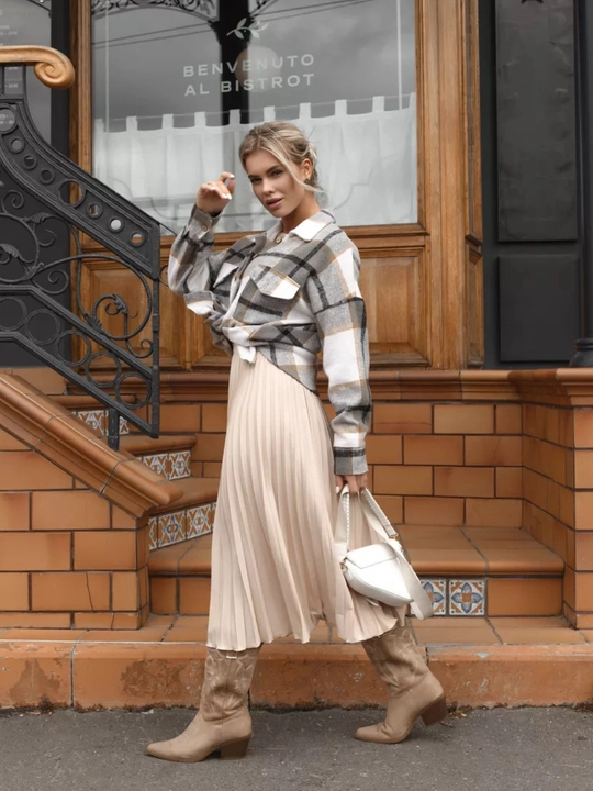 Юбка плиссе миди, для офиса и школы - EllyFashion