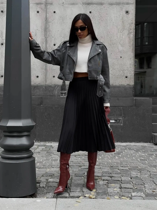 Юбка плиссе миди, для офиса и школы - EllyFashion